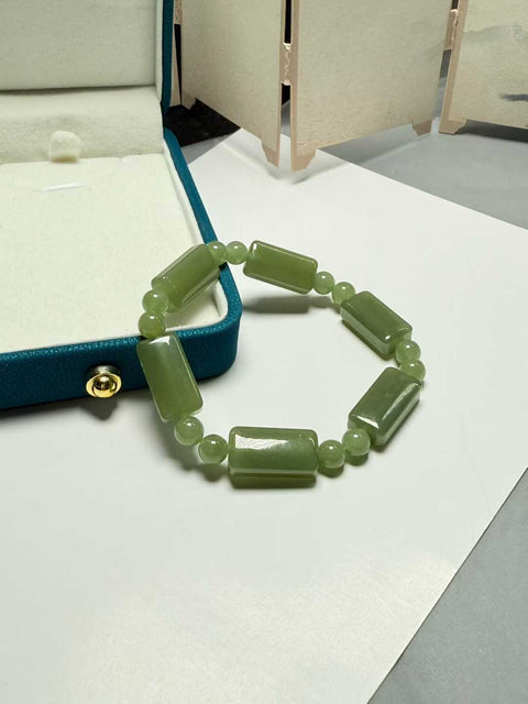 Gelang liontin giok Hetian "Kehidupan Damai", bahan tambang tua berwarna kuning kehijauan, ukuran sekitar 18×9×5,5mm, termasuk ongkos kirim dan pajak.