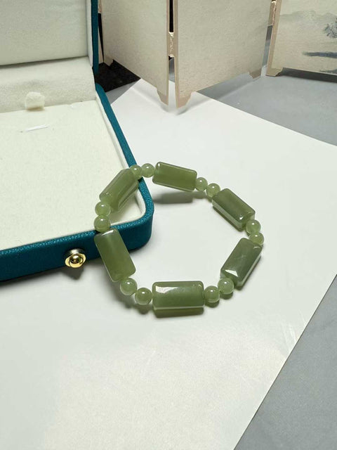 Gelang liontin giok Hetian "Kehidupan Damai", bahan tambang tua berwarna kuning kehijauan, ukuran sekitar 18×9×5,5mm, termasuk ongkos kirim dan pajak.