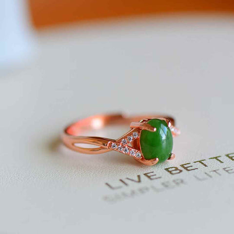 11172-1# Cincin perak sterling 925 bertatahkan batu giok Hetian cabochon (6 x 8 cm), termasuk ongkos kirim dan pajak.