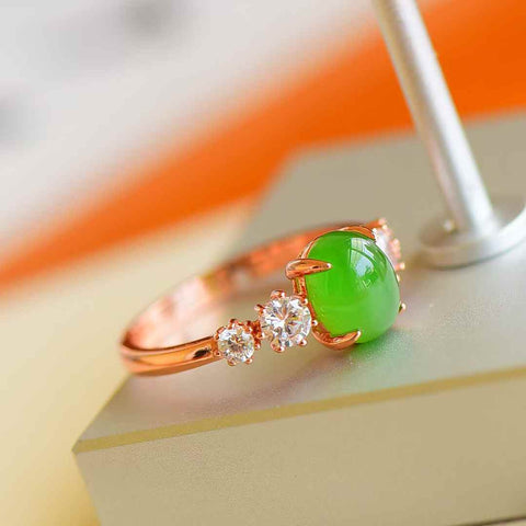 11164-1#s925 cincin perak bertatahkan giok Hetian (6 x 8 buah), termasuk ongkos kirim dan pajak.