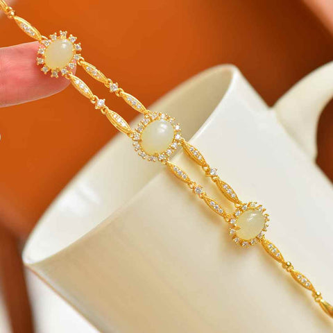 5847-2#s925 Gelang Fashion Giok Hetian Bertatahkan Perak 7×9 (termasuk ongkos kirim dan pajak)