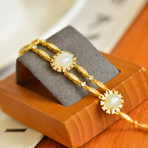 5847-2#s925 Gelang Fashion Giok Hetian Bertatahkan Perak 7×9 (termasuk ongkos kirim dan pajak)
