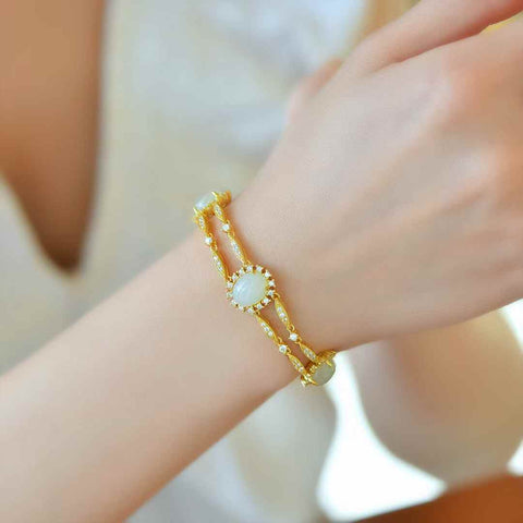 5847-2#s925 Gelang Fashion Giok Hetian Bertatahkan Perak 7×9 (termasuk ongkos kirim dan pajak)