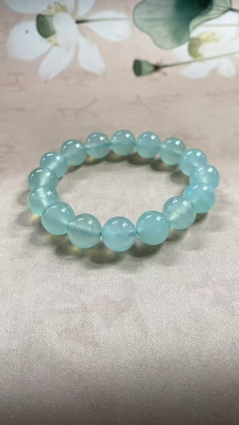 Gelang giok Xiuyan biru es yang indah, dengan manik-manik bulat sempurna dan berkilau—giok biru langit seperti es, ukuran: 13mm, cocok untuk pria dan wanita, termasuk ongkos kirim dan pajak.