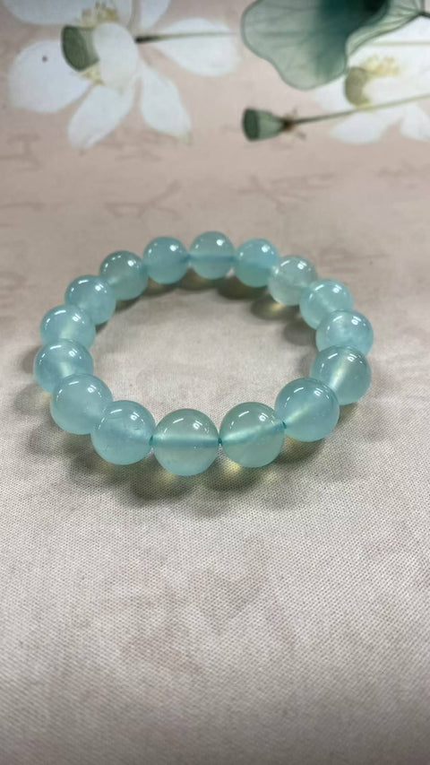 Gelang giok Xiuyan biru es yang indah, dengan manik-manik bulat sempurna dan berkilau—giok biru langit seperti es, ukuran: 13mm, cocok untuk pria dan wanita, termasuk ongkos kirim dan pajak.