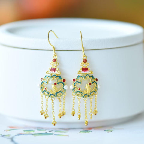 Set Anting-anting Perak Sterling 925 dengan Ikan Giok Hetian Melompati Gerbang Naga (7611-6#), Liontin (26414-6#), Cincin (9562-2#). Termasuk ongkos kirim dan pajak.