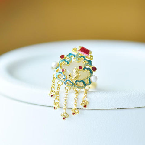 Set Anting-anting Perak Sterling 925 dengan Ikan Giok Hetian Melompati Gerbang Naga (7611-6#), Liontin (26414-6#), Cincin (9562-2#). Termasuk ongkos kirim dan pajak.