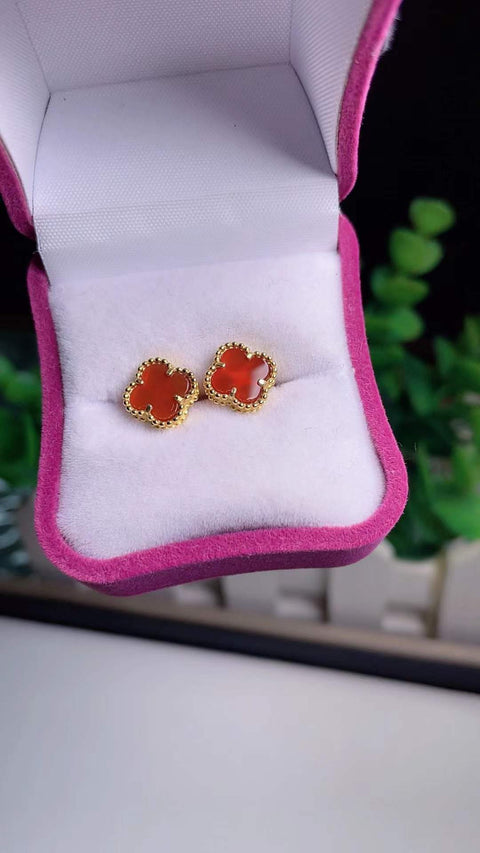 Desain daun semanggi empat helai kalsedon alami 🍀 dari tambang tua, dipasang pada perak 925, indah dan bergaya, ukuran batu permata 1,0 x 1,0, termasuk ongkos kirim dan pajak.