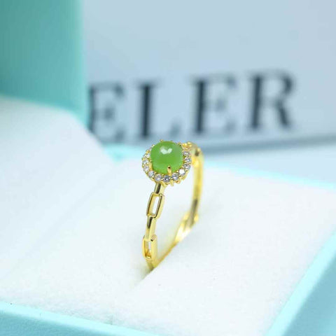 11576-2#s925 Cincin Perak dengan Batu Giok Hetian Bentuk Drum Bulat: 5*5 (termasuk ongkos kirim dan pajak)