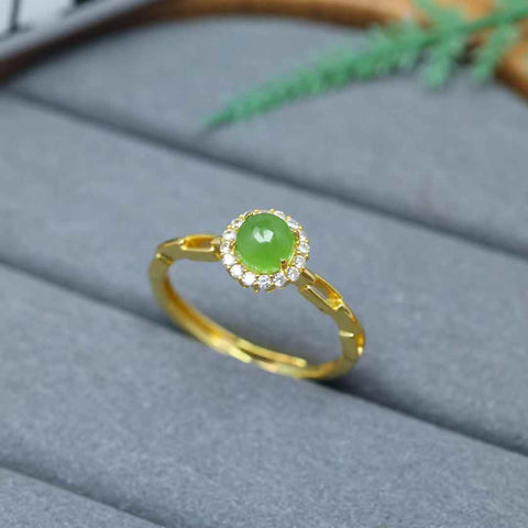 11576-2#s925 Cincin Perak dengan Batu Giok Hetian Bentuk Drum Bulat: 5*5 (termasuk ongkos kirim dan pajak)