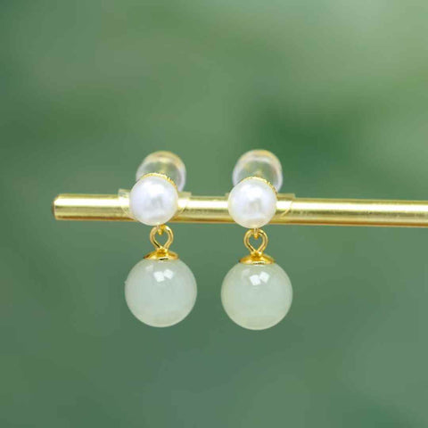 8163Q-2#s925 Anting Manik Giok Hetian Bertatahkan Perak 8mm (Batu Lepas): 8*8mm, termasuk ongkos kirim dan pajak.