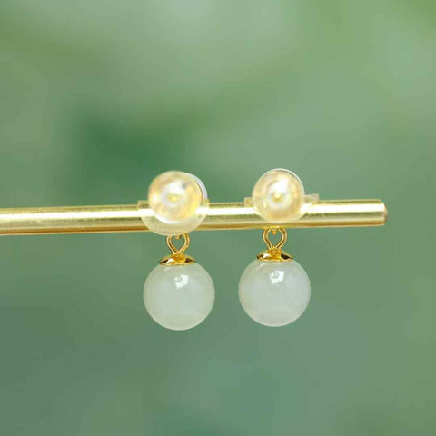 8163Q-2#s925 Anting Manik Giok Hetian Bertatahkan Perak 8mm (Batu Lepas): 8*8mm, termasuk ongkos kirim dan pajak.