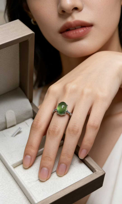 Cincin: Cincin giok Xiuyan yang indah dengan warna hijau pekat 💍, terbuat dari perak 925, ukuran dapat disesuaikan, ukuran: 7 x 9mm, termasuk ongkos kirim dan pajak.