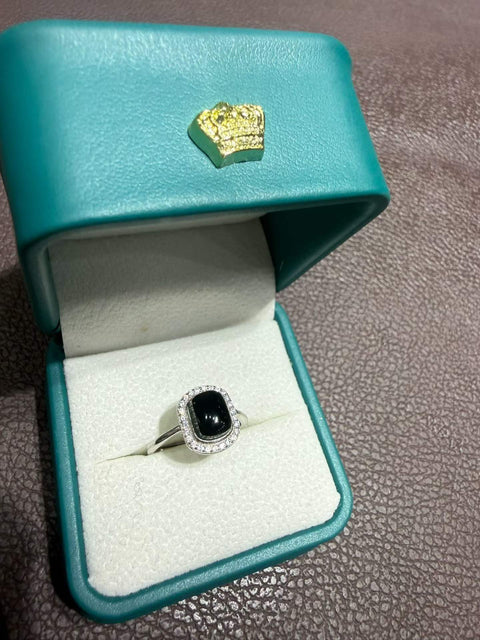 Cincin giok Xiuyan, terbuat dari bahan hijau tua kuno, dipasang pada perak dan menampilkan desain kubus gula! Ongkos kirim dan pajak sudah termasuk.