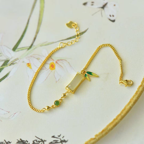 🌸🌸🌸8288-2# Gelang Perak Sterling 925 Bertatahkan Giok Hetian "Rising Step by Step". Gioknya hangat dan lembut, dengan desain yang sederhana dan elegan. Dimensi giok: 5*12 mm. Termasuk ongkos kirim dan pajak.