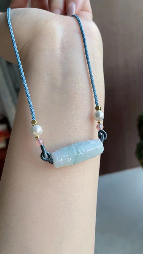 ❤️❤️Manik-manik jimat keberuntungan giok alami, material tambang kuno, tekstur halus dan hangat, ukiran indah, warna ungu muda, ukuran 3,3 x 1,2 cm, termasuk ongkos kirim dan pajak.