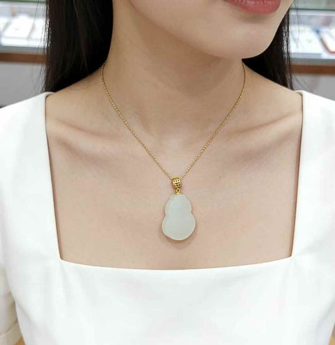 3780-2# Liontin labu giok Hetian bertatahkan perak S925 (batu lepas): 19*25 mm, termasuk ongkos kirim dan pajak.