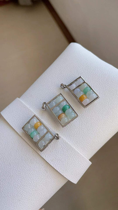 Sempoa giok alami 🧮, dipasang pada perak sterling 925, indah dan bergaya, nilai uang yang sangat baik, dimensi 2,2 x 1,4 cm, termasuk ongkos kirim dan pajak.