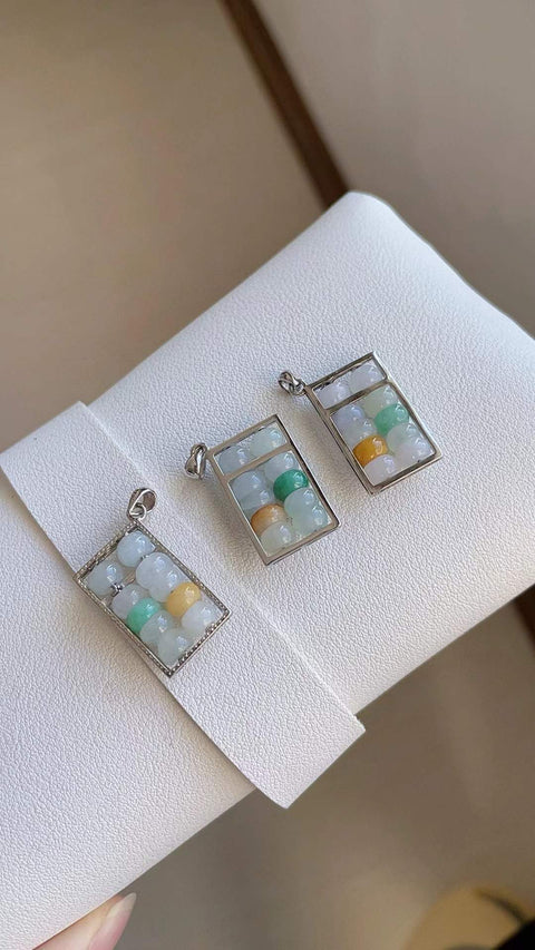 Sempoa giok alami 🧮, dipasang pada perak sterling 925, indah dan bergaya, nilai uang yang sangat baik, dimensi 2,2 x 1,4 cm, termasuk ongkos kirim dan pajak.