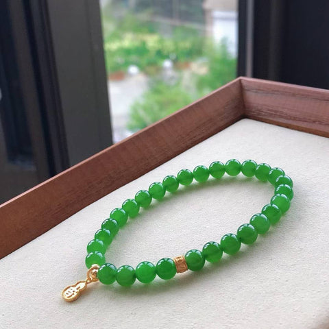 Gelang giok 🌹 Hadiah sempurna untuk keluarga, teman, sahabat, atau untuk diri sendiri! [Jempol] Nilai uang yang tak tertandingi ❤ Perak berwarna S925 @ batu lepas 6mm. Ongkos kirim dan pajak sudah termasuk.
