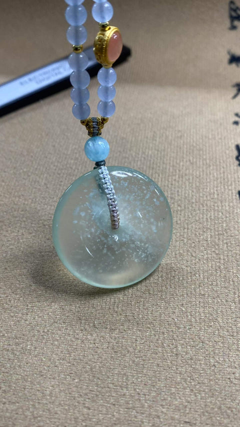 Gesper Pengaman: Liontin Giok Xiuyan Blizzard yang Indah - Giok Beku Biru Langit [warna][digenggam tangan], Spesifikasi: 33,5 x 7,3 mm, termasuk ongkos kirim dan pajak.