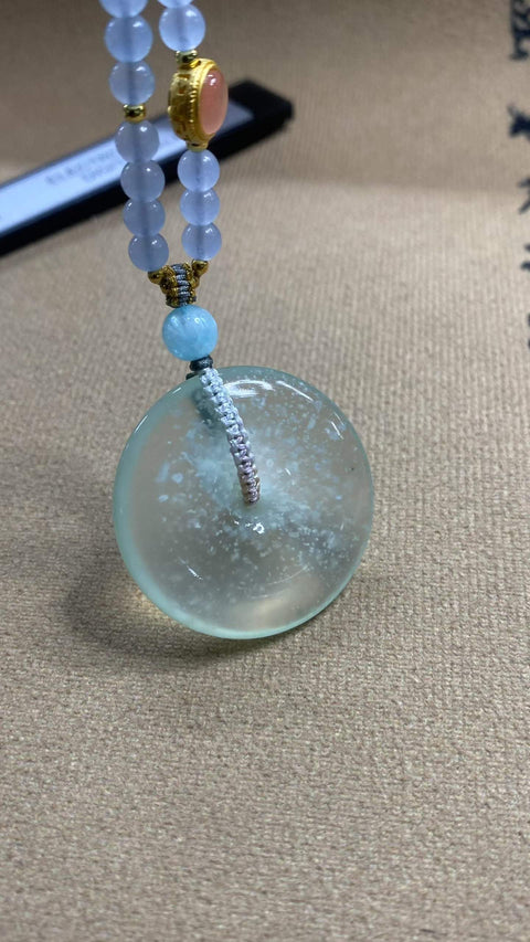 Gesper Pengaman: Liontin Giok Xiuyan Blizzard yang Indah - Giok Beku Biru Langit [warna][digenggam tangan], Spesifikasi: 33,5 x 7,3 mm, termasuk ongkos kirim dan pajak.