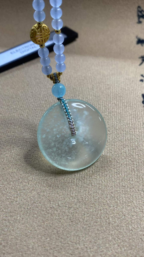 Gesper Pengaman: Liontin Giok Xiuyan Blizzard yang Indah - Giok Beku Biru Langit [warna][digenggam tangan], Spesifikasi: 33,5 x 7,3 mm, termasuk ongkos kirim dan pajak.