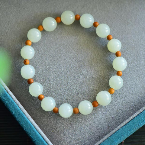 3082# Gelang giok putih Hetian dengan desain cangkang zaitun, 9mm, bulat sempurna, termasuk ongkos kirim dan pajak.