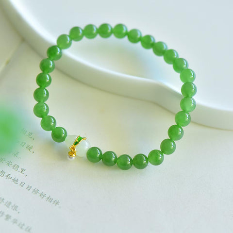 3057# Gelang giok Hetian (jadeit) + perak S925 dengan liontin labu, 6mm. Melambangkan kedamaian, keberuntungan, dan kebahagiaan. Bukan hanya perhiasan yang indah, tetapi juga wadah untuk emosi dan sumber kenyamanan. Ongkos kirim dan pajak sudah termasuk.