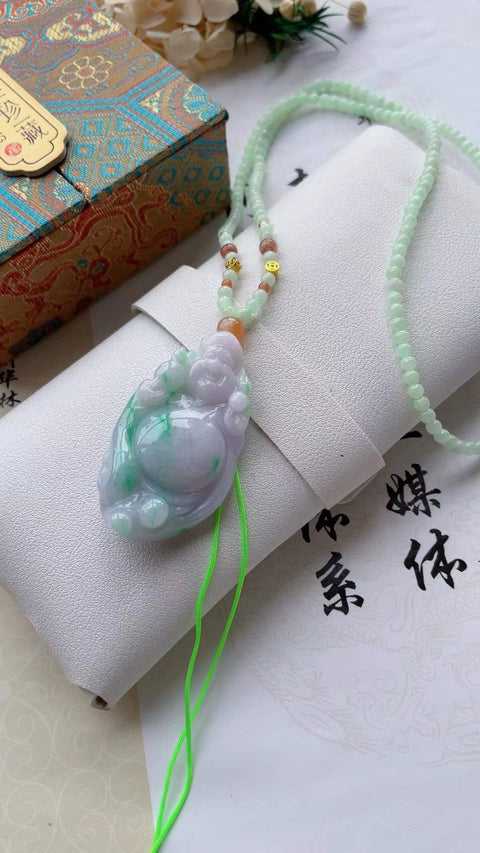 Patung dewa kekayaan giok alami, jimat keberuntungan untuk menarik kekayaan, terbuat dari bahan tambang kuno, dipadukan dengan rantai giok, desain unik, ukuran 5,5 x 3,1 cm, termasuk ongkos kirim dan pajak.