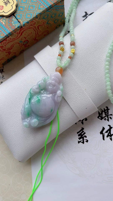 Patung dewa kekayaan giok alami, jimat keberuntungan untuk menarik kekayaan, terbuat dari bahan tambang kuno, dipadukan dengan rantai giok, desain unik, ukuran 5,5 x 3,1 cm, termasuk ongkos kirim dan pajak.