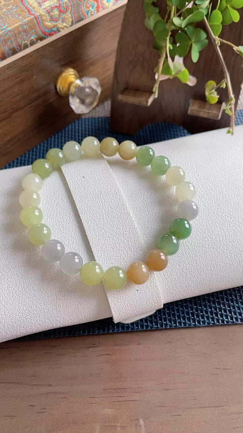 Gelang giok Hetian alami, terbuat dari material tambang lama, dengan tekstur yang halus dan hangat, warna permen yang indah, pilihan terbaik untuk musim panas, diameter 8mm, termasuk ongkos kirim dan pajak.