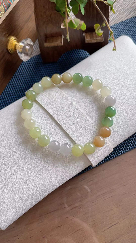 Gelang giok Hetian alami, terbuat dari material tambang lama, dengan tekstur yang halus dan hangat, warna permen yang indah, pilihan terbaik untuk musim panas, diameter 8mm, termasuk ongkos kirim dan pajak.
