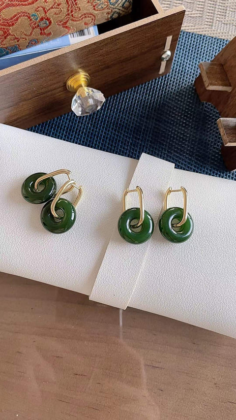 Anting-anting giok nefrit alami, material tambang lama, ukuran 1,8 cm, Spesifikasi 1.5termasuk ongkos kirim dan pajak.