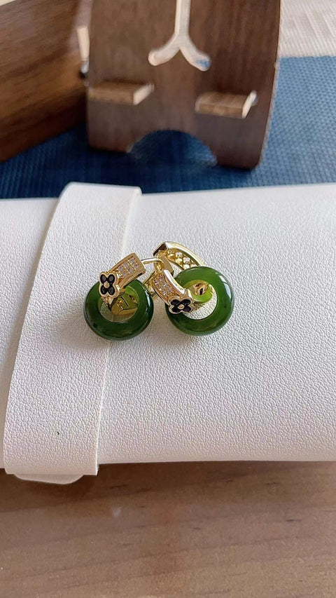 Anting-anting giok nefrit alami, material tambang lama, ukuran 1,8 cm, Spesifikasi 1.5termasuk ongkos kirim dan pajak.