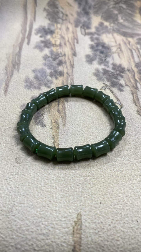 Bambu Membawa Kedamaian: Gelang Giok Hetian yang Indah - Gelang Sambungan Bambu 🎍, gioknya hangat dan berkilau, terlihat cantik di pergelangan tangan 🤩, ukuran: 8 x 10mm, termasuk ongkos kirim dan pajak.