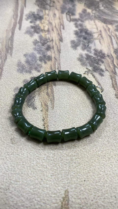 Bambu Membawa Kedamaian: Gelang Giok Hetian yang Indah - Gelang Sambungan Bambu 🎍, gioknya hangat dan berkilau, terlihat cantik di pergelangan tangan 🤩, ukuran: 8 x 10mm, termasuk ongkos kirim dan pajak.