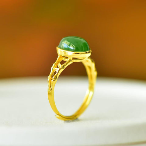 🌷🌷🌷19408-2# Cincin Perak Sterling 925 dengan Inlay Giok Hetian, melambangkan kemakmuran yang meningkat, termasuk ongkos kirim dan pajak.