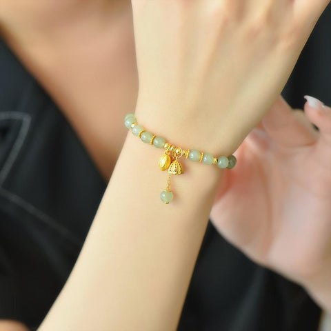 🌸🌸8815—6# Giok Hetian, bahan air jernih, manik-manik 6mm, gelang rumbai perak polos pembawa keberuntungan dan kemakmuran berkelanjutan, gioknya hangat dan lembut, desainnya sederhana dan elegan, termasuk ongkos kirim dan pajak.