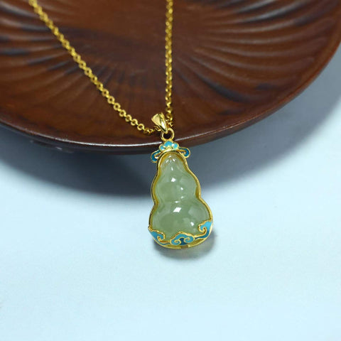26082Q-2#s925 Liontin Labu Enamel Bahan Qinghai Giok Hetian Bertatahkan Perak 10×15mm (termasuk ongkos kirim dan pajak)