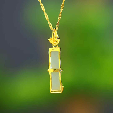 3765Q-2#s925 Liontin Bambu Giok Hetian Bertatahkan Perak (Batu Lepas): 6*20 mm (Termasuk ongkos kirim dan pajak)