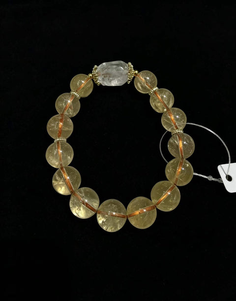 Gelang sitrin! Ukuran manik: manik besar 12,5 mm! Dilengkapi dengan manik-manik kristal putih kasar! Ongkos kirim dan pajak sudah termasuk.