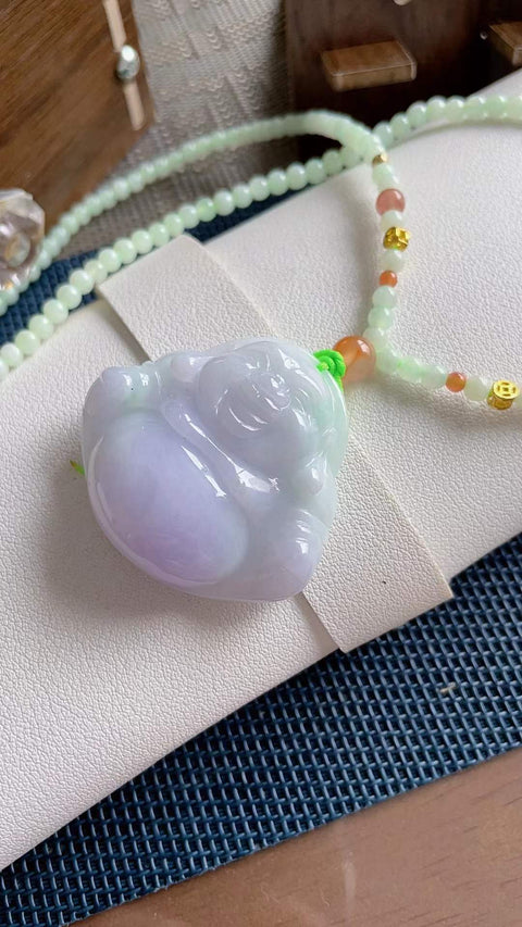 Patung giok alami berbentuk perut, wajah tersenyum, material tambang kuno, tekstur halus dan hangat, warna ungu kemerahan yang indah, ukiran yang indah, ukuran 4,5 x 3,7 cm, termasuk ongkos kirim dan pajak.