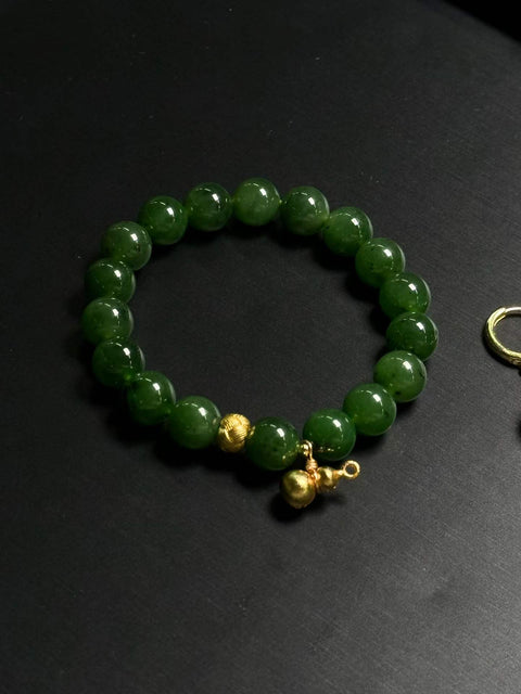 💚Set Dua Buah Giok｜Satu set untuk semua kesempatan! Giok material kuno, hijau bayam yang berminyak dan berkilau, ukuran sekitar 10mm. Termasuk ongkos kirim dan pajak.