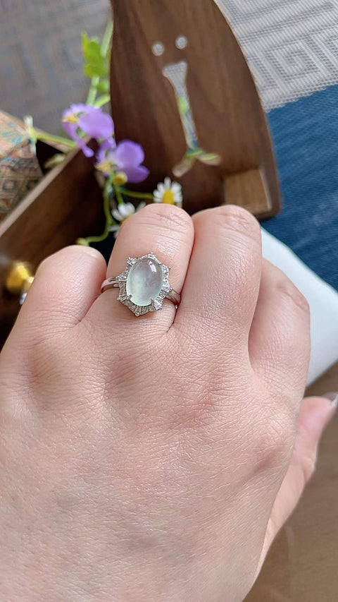 Cincin giok alami 💍 dari tambang tua, tembus pandang dan berkilau luar biasa, dipasang pada perak 925, desain super elegan, 1,3 x 0,8 cm, termasuk ongkos kirim dan pajak.
