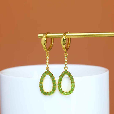 12593-2#s925 Anting-anting Fashion Batu Giok Hetian Bertatahkan Perak (Batu Lepas): 2*2 (termasuk ongkos kirim dan pajak)