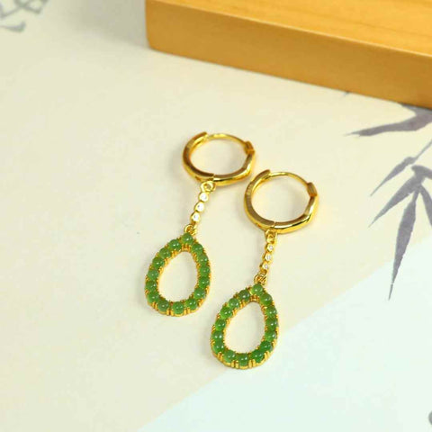 12593-2#s925 Anting-anting Fashion Batu Giok Hetian Bertatahkan Perak (Batu Lepas): 2*2 (termasuk ongkos kirim dan pajak)