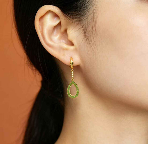 12593-2#s925 Anting-anting Fashion Batu Giok Hetian Bertatahkan Perak (Batu Lepas): 2*2 (termasuk ongkos kirim dan pajak)
