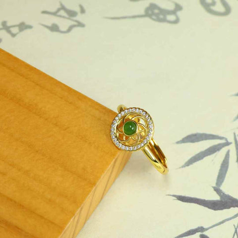 11004-2#s925 Cincin Giok Hetian Bertatahkan Perak (Batu Lepas): 3*3mm, termasuk ongkos kirim dan pajak.