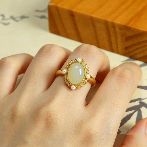 1616-2#S925 Cincin Cabochon Giok Hetian Bertatahkan Perak (Batu Mentah: 8*10 mm, termasuk ongkos kirim dan pajak)